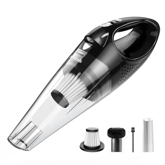 Powools Car Vacuum Cordless Rechargeable with 2 Filters- Handheld Vacuum Cleaner High Power with Fast Cahrge Tech, Portable Vacuum with Large-Capacity Battery, Handheld Vac, Silver (PL8189)