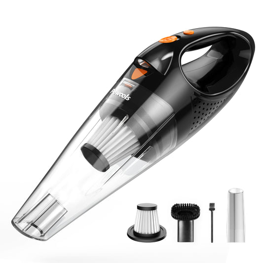 Powools Car Vacuum Cordless Rechargeable with 2 Filters- Handheld Vacuum Cleaner High Power with Fast Cahrge Tech, Portable Vacuum with Large-Capacity Battery, Handheld Vac, Orange (PL8189)